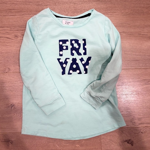 crown & ivy Other - Crown & Ivy girls' light blue long-sleeve T-shirt with "FRI YAY" Small